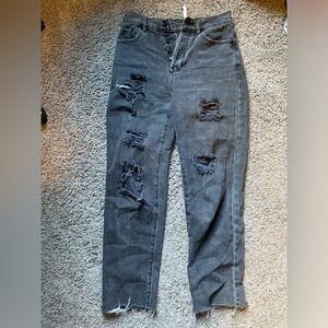 Black PacSun Distressed High Rise Straight Jeans